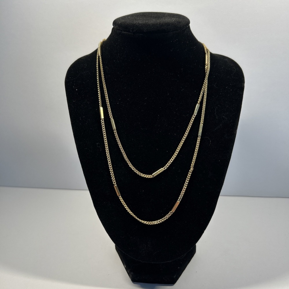 Avon Vintage Gold Tone Long Chain 30 Inch Flat Bar More Lot 2